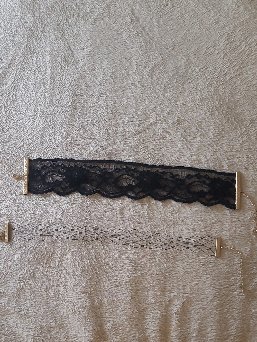 Black Lace & Mesh Choker Necklace Set - Women Accessories